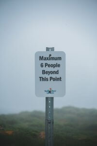 warning panel in foggy overcast weather